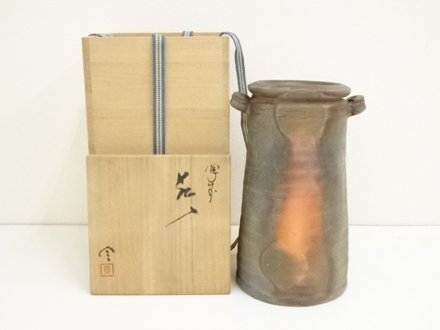 備前焼　榊原貢造　花入（共箱）